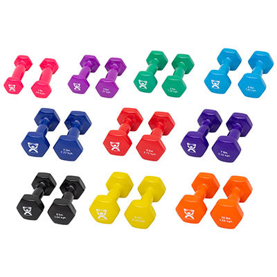 Standard vinyl-coated iron dumbbell, 20 pc set (2 ea: 1-10 lb)