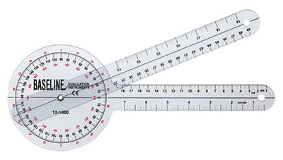 Baseline 360 degree clear plastic goniometer, 12 inches