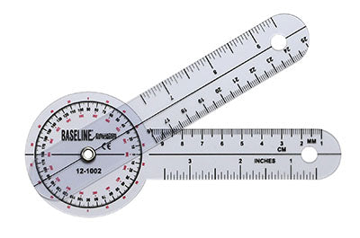 Baseline 360 degree clear plastic goniometer, 6 inches