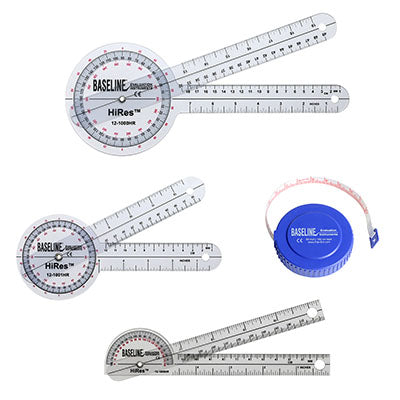 Baseline Hi Res Measuring Set, 8", 12" 360 goniometer, 6" pocket goniometer, 60" tape