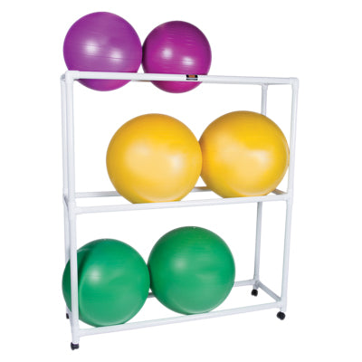 PVC mobile floor rack for inflatable balls (62"W x 20"D x 72"H), 3 shelf